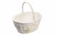 Woodluv Large Oval Wicker Storage Basket With Lining & Handle - White