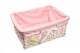 Woodluv Large White Willow Basket With Pink Dot Lining & Ribbon