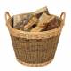 Woodluv Large Wicker Round Lined Log Basket - Natural & Dark Brown