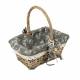 Woodluv Vintage Rectangular Lined Wicker Basket With Handles - Grey