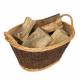 Woodluv Wicker Handmade Oval Lined Log Basket, Natural & Dark Brown