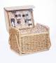 Woodluv Lined Wicker Picnic Basket For 2 With Accessories - Natural