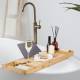 Woodluv Luxurious Natural, Expandable Bamboo Wood Bath Bridge Caddy