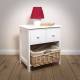 Luxury 2 Drawer MDF Cabinet With Wicker Basket - White