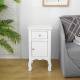 Woodluv MDF Bedside Storage Cabinet With a Drawer and Cupboard - White