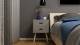 Woodluv MDF Modern 2 Drawer Bedside Side Table, Grey