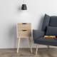 Woodluv MDF Modern 2 Drawer Bedside Table, Wood White
