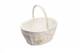 Woodluv Medium Oval Wicker Storage Basket With Lining & Handle - White