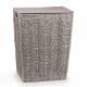 Woodluv Medium Sized Paper-rope Laundry Basket With Lid, Grey