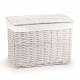 Woodluv Wicker Lined Storage Trunk With Lid, Medium - White