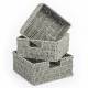 Woodluv Multipurpose 3 x Paper Rope Storage Hamper Baskets, Grey