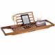 Woodluv Natural Acacia Wood Luxury Bath Tray, Extendable Bath Caddy