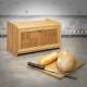 Elegant Front Drop Down Lid Natural Bamboo Bread Storage Bin