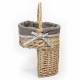Woodluv Large Woven Stair Basket Organiser With Inset Handle, Grey