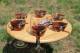 Woodluv Portable Round Bamboo 6 Wine Snack Serving Table Stand