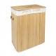 Woodluv Rectangular Folding Bamboo Laundry Basket With 2 Compartment