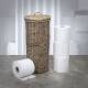 Woodluv Rustic Free Standing Wicker Toilet Roll Paper Holder