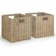 Woodluv Set of 2 Foldable Seagrass Storage Baskets With Inset Handles
