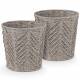 Woodluv Set of 2 Hand-woven Paper Rope Storage Wastepaper Bin - Grey