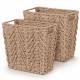 Woodluv Set of 2 Hand-woven Paper Rope Storage Wastepaper Bin - Khaki