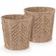 Woodluv Set of 2 Hand-woven Paper Rope Storage Wastepaper Bin - Khaki