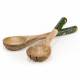 Woodluv Set of 2 Mango Wood Tropical Enamelled Salad Servers
