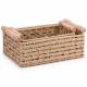 Woodluv Set of 2 Paper Rope Storage Baskets With Wooden Handle, Khaki