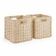 Woodluv Set of 2 Paper rope Storage Collapsible Baskets, Cream