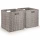Woodluv Set of 2 Paper rope Storage Collapsible Baskets, Grey