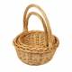 Woodluv Set of 2 Round Wicker Baskets With Long Handles - Natural