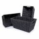 Woodluv Set of 3 Paper Rope Storage Gift Hamper Shelf Basket - Black