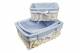 Woodluv Set of 3 White Willow Basket With Blue Dot Lining & Ribbon
