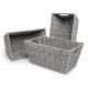 Woodluv Set of 3 Paper Rope Storage Shelf, Gift Hamper Basket - Grey