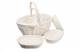 Woodluv Set of 3 White Oval Wicker Storage Basket With Lining & Handle
