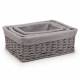 Woodluv Set of 3 Wicker Shelf Storage Hamper Baskets with Liner, Grey