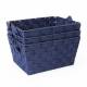 EHC  Set of 3 Woven Strap Storage Basket - Navy Blue