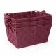 EHC Set of 3 Woven Strap Storage Basket With Carry Handles - Wine