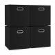 Woodluv Set of 4 Linen Storage Foldable Collapsible Baskets, Black