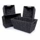 Woodluv Set of 4 Paper Rope Gift Hamper Shelf Storage Baskets - Black