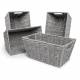 Woodluv Set of 4 Paper Rope Gift Hamper Shelf Storage Baskets - Grey