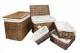 Woodluv Set of 5 Wicker Storage Trunk With Lid & Lined Basket - Brown