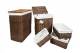 Woodluv Set of 5 Rectangular Brown Wicker Linen Laundry Basket