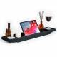 Woodluv Slimline Luxury Natural Bamboo Wood Bath Tray, Black