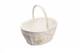 Woodluv Small Oval Wicker Storage Basket With Lining & Handle - White
