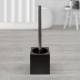 Woodluv Square Bamboo Bathroom Toilet Brush With Brush Holder - Brown