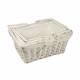 Woodluv White Rectangular Wicker Storage Basket With Handle - Large