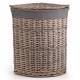 Woodluv Wicker Corner Laundry Storage Basket With Lid, Large, Grey