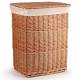 Woodluv Wicker Laundry Storage Basket with Liner, Large - Natural 