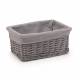 Woodluv Wicker Shelf Storage Hamper Basket With Liner, Small, Grey