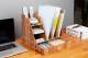 Woodluv Wooden Multifunctional 5 Compartment Desk Organizer